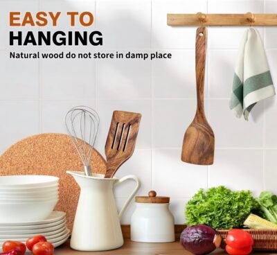 Two piece set of wooden spatula