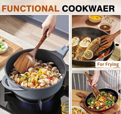 Two piece set of wooden spatula