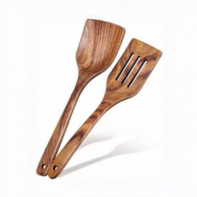 Two piece set of wooden spatula