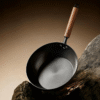 Uncoated cast iron steak frying pan