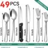 49-piece stainless steel dinnerware set