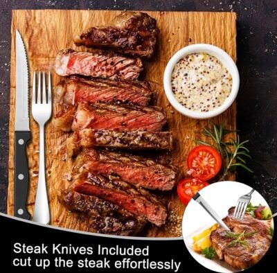 49-piece stainless steel dinnerware set